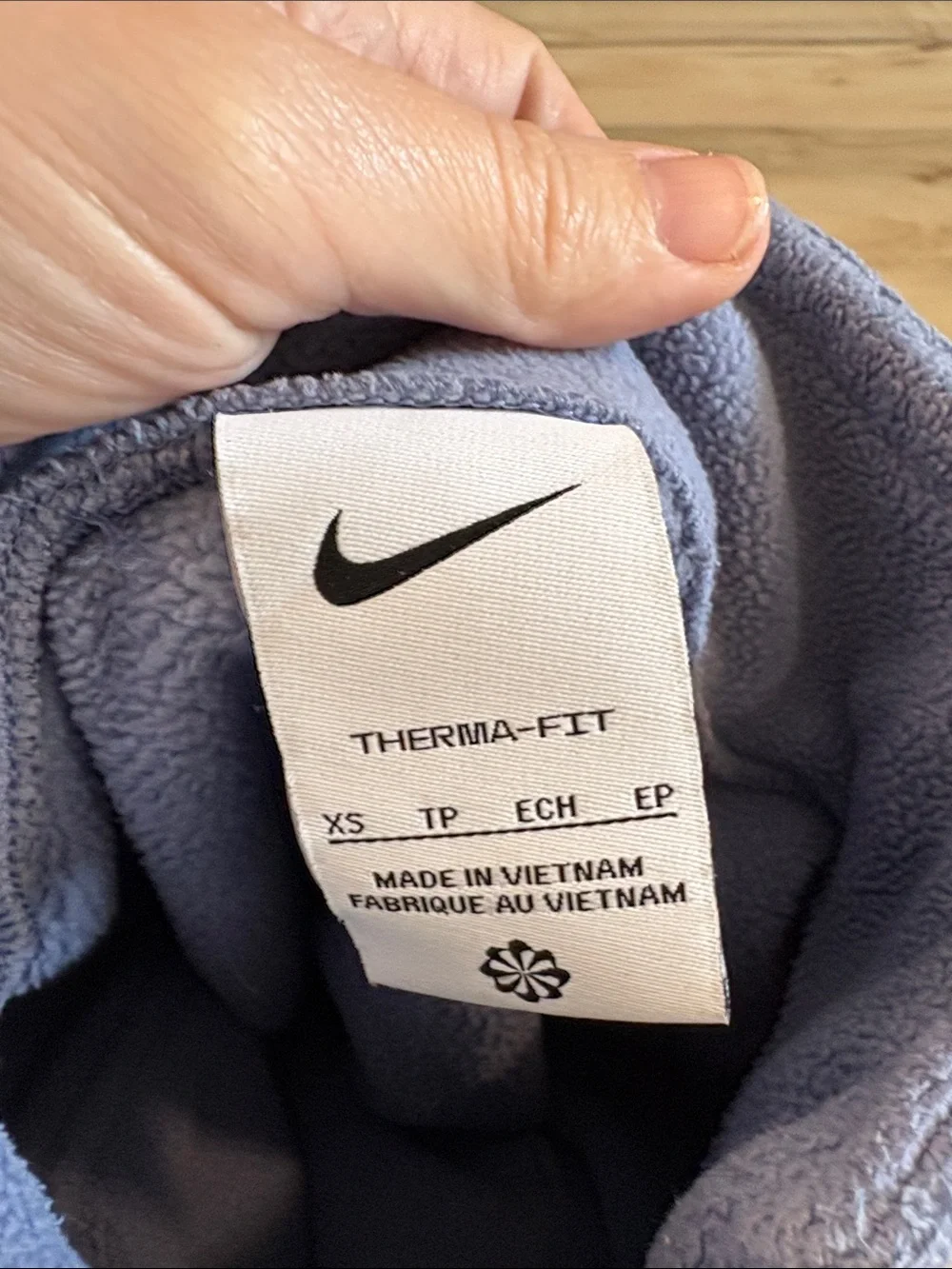 Nike One Womens Therma FIT 1/2 Zip Top World Indigo Fleece XS oversized cozy